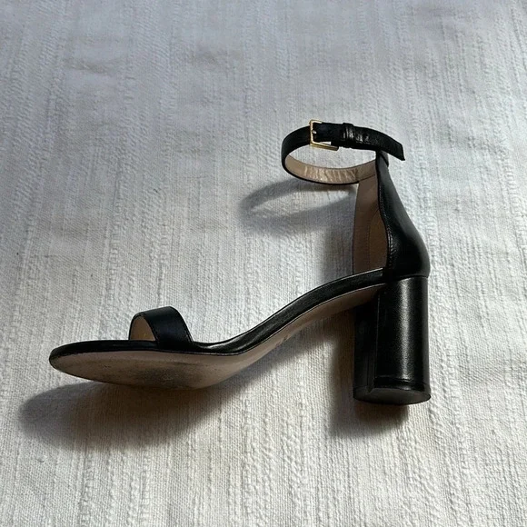 Stuart Weitzman 75Lessnudist Black Nappa Leather Sandals, Size 7M, EEUC - Picture 12 of 16